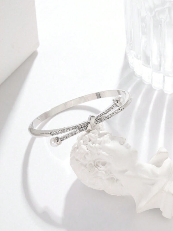 1 Pièce Bracelet Décoré De Strass En Alliage De Zinc Glamour Et De Fausses Perles Pour Femme Pour Offrir En Cadeau – Image 9