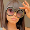1 pièce Lunettes rondes vintage de mode femme surdimensionnées avec dégradé brun, lunettes de soleil de rue pour femme