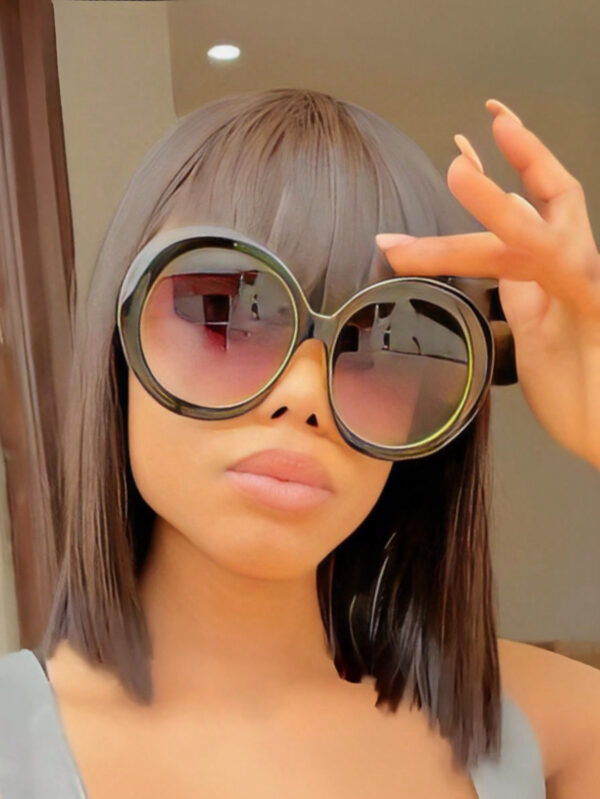 1 pièce Lunettes rondes vintage de mode femme surdimensionnées avec dégradé brun, lunettes de soleil de rue pour femme