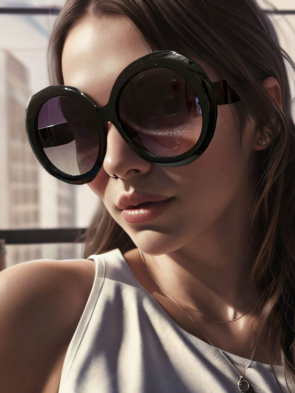 1 pièce Lunettes rondes vintage de mode femme surdimensionnées avec dégradé brun, lunettes de soleil de rue pour femme – Image 4