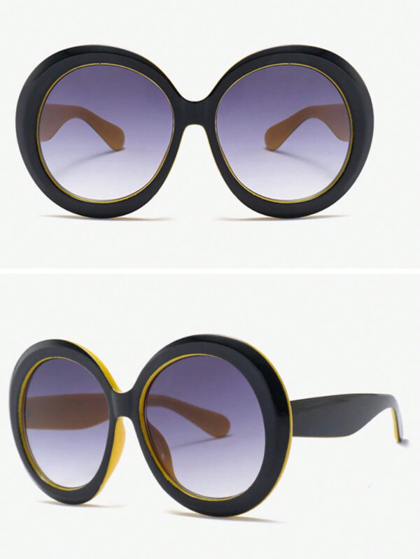 1 pièce Lunettes rondes vintage de mode femme surdimensionnées avec dégradé brun, lunettes de soleil de rue pour femme – Image 6