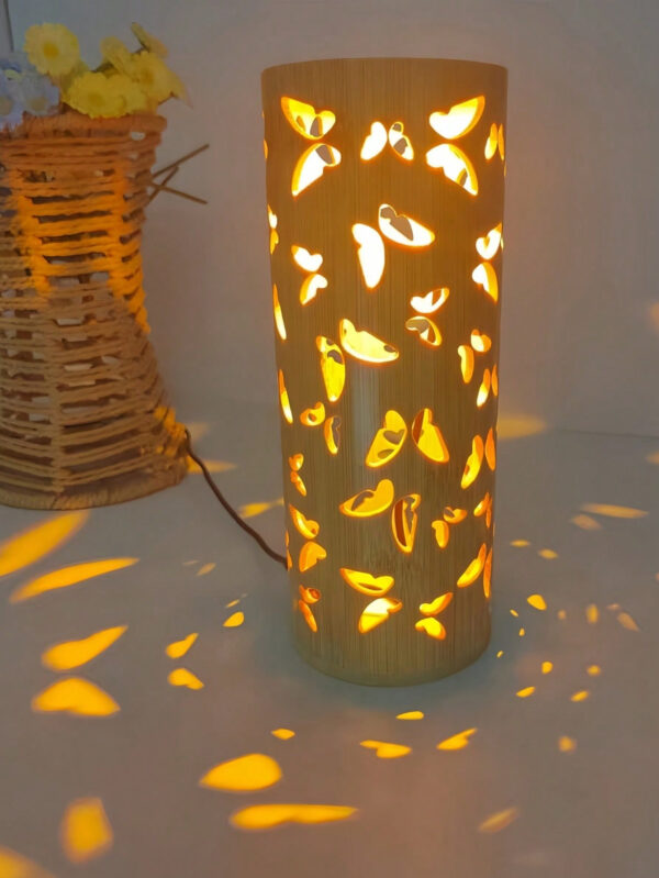 1 pièce Lampe de décor de bureau à LED RGB à télécommande alimentée par USB en matériau de bambou, lampe d'ambiance, lampe de chevet, lampe de bar, lumière d'atmosphère romantique pour couple, convient pour l'éclairage de la chambre à coucher, du salon, cadeau de vacances – Image 2