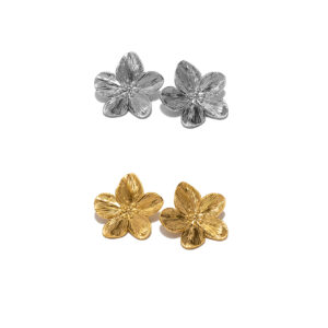 2 pièces Boucles d'oreilles pour femmes en acier inoxydable doré 18 carats avec fleur et trèfle à cinq feuilles, convient pour les cadeaux, les fêtes et la Saint-Valentin pour les équipes