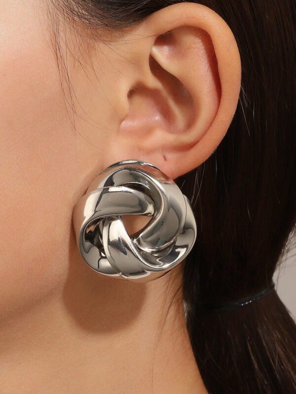1 Paire Boucles D'oreilles À Tige Géométrique Torsadée En Métal Exagérée Vintage Pour Femmes, Convient Pour Quotidien, Festival, Fête Et Cadeaux