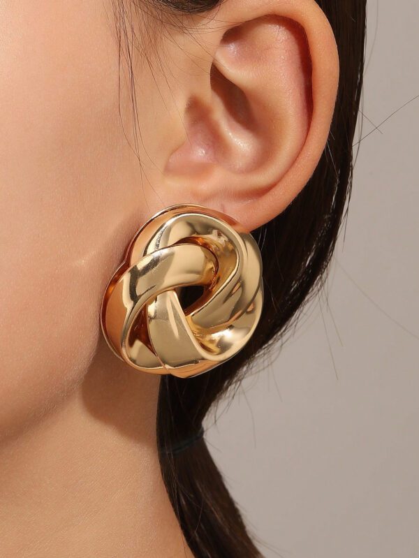 1 Paire Boucles D'oreilles À Tige Géométrique Torsadée En Métal Exagérée Vintage Pour Femmes, Convient Pour Quotidien, Festival, Fête Et Cadeaux – Image 2