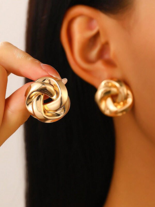 1 Paire Boucles D'oreilles À Tige Géométrique Torsadée En Métal Exagérée Vintage Pour Femmes, Convient Pour Quotidien, Festival, Fête Et Cadeaux – Image 4