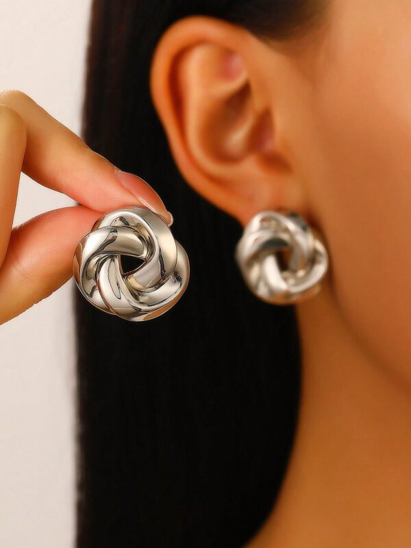 1 Paire Boucles D'oreilles À Tige Géométrique Torsadée En Métal Exagérée Vintage Pour Femmes, Convient Pour Quotidien, Festival, Fête Et Cadeaux – Image 5