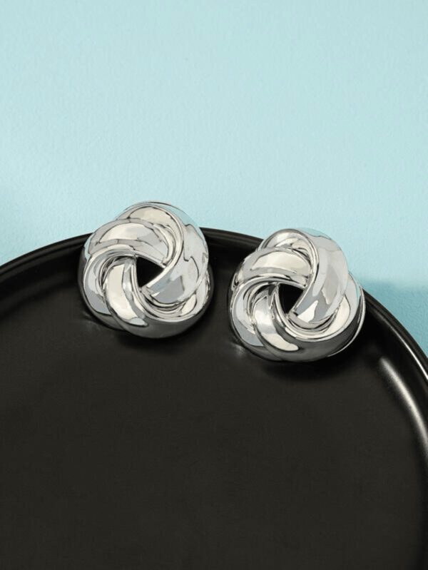 1 Paire Boucles D'oreilles À Tige Géométrique Torsadée En Métal Exagérée Vintage Pour Femmes, Convient Pour Quotidien, Festival, Fête Et Cadeaux – Image 6
