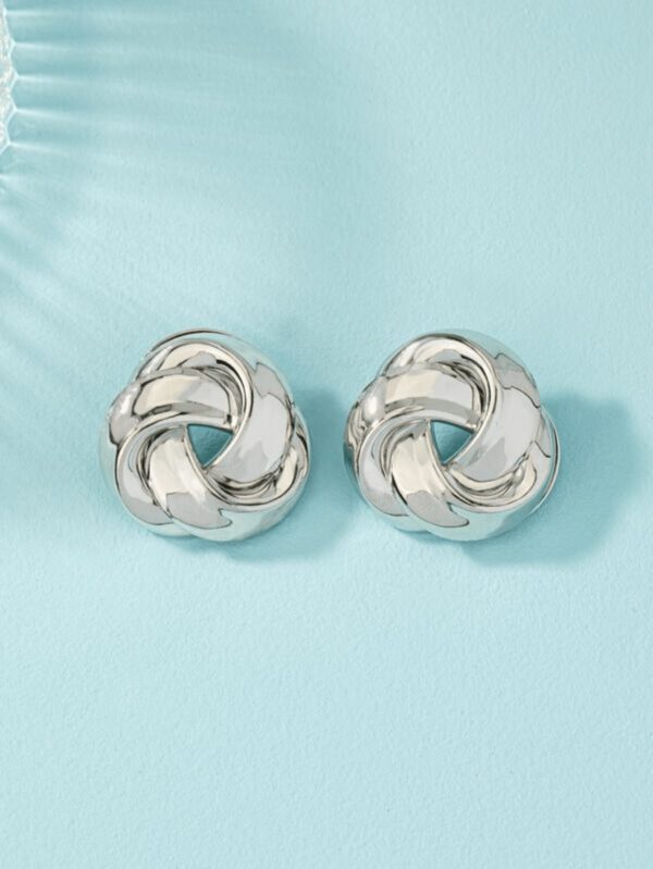 1 Paire Boucles D'oreilles À Tige Géométrique Torsadée En Métal Exagérée Vintage Pour Femmes, Convient Pour Quotidien, Festival, Fête Et Cadeaux – Image 7