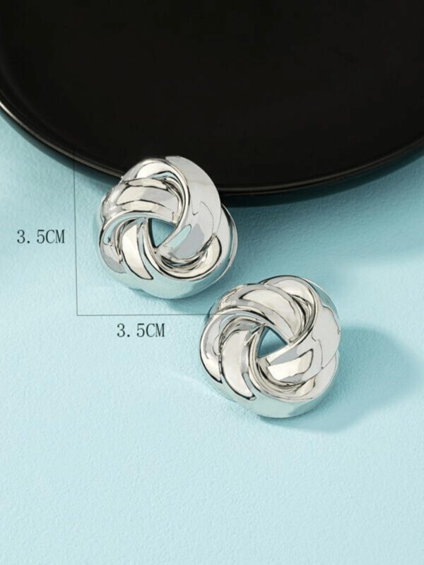 1 Paire Boucles D'oreilles À Tige Géométrique Torsadée En Métal Exagérée Vintage Pour Femmes, Convient Pour Quotidien, Festival, Fête Et Cadeaux – Image 9