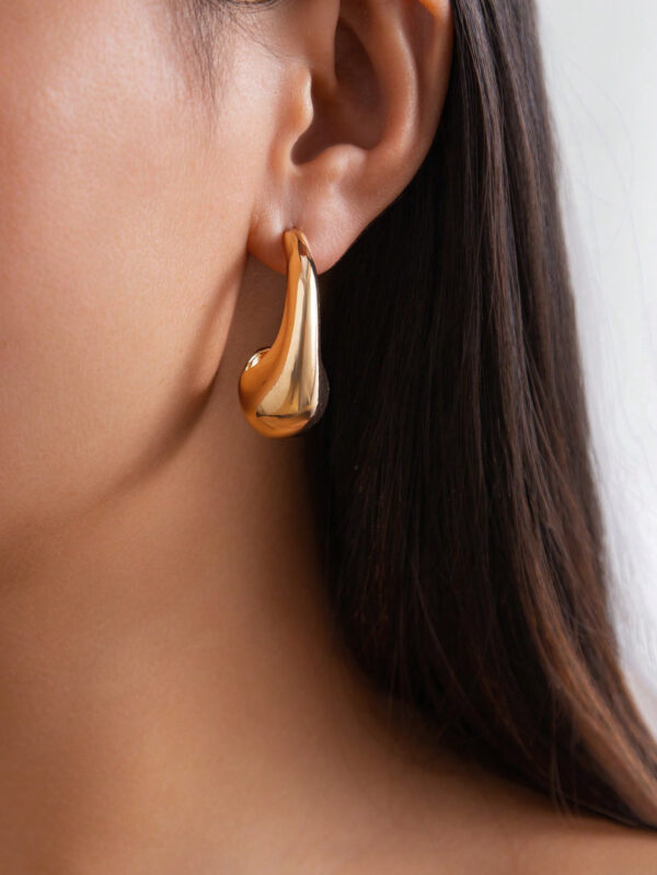 1 paire Boucles d'oreilles géométriques asymétriques rétro en métal en forme de vague et de cercle – Image 6