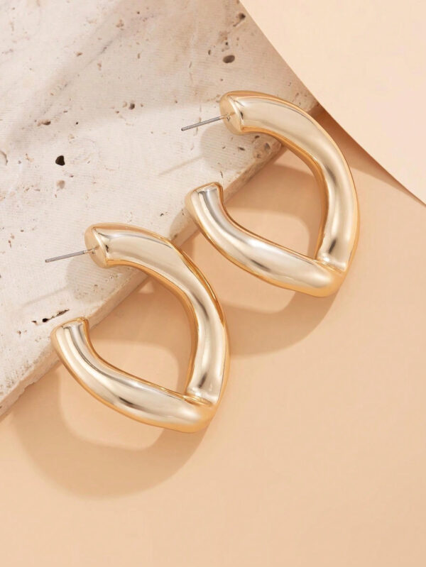 1 paire Boucles d'oreilles géométriques asymétriques rétro en métal en forme de vague et de cercle – Image 17