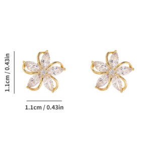 Boucles d'oreilles à tige fleur en zirconium cubique, Saint-Valentin