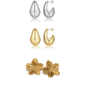 1 Paire Boucles D'oreilles Moyennes Géométriques De Petite Taille Pour Femmes, Convenant Au Port Quotidien, À La Fête Et Comme Cadeau