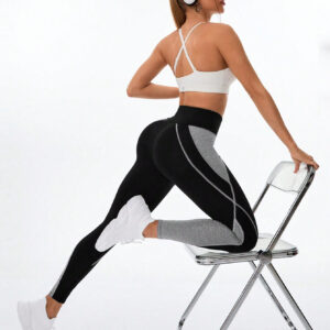 Exploreva Leggings de sport pour femmes, ajustement mince avec blocs de couleur, pour un port quotidien