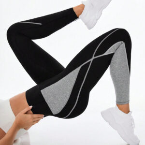 Exploreva Leggings de sport pour femmes, ajustement mince avec blocs de couleur, pour un port quotidien