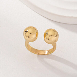 1 pièce Bague à déclaration Épais ouverte en métal doré à design simple et classique avec boule pour accessoire décontracté quotidien pour femmes