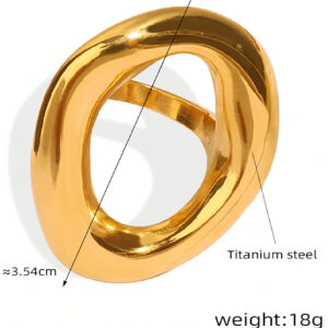 1pc Bague En Acier Inoxydable Plaquée Or 18 Carats