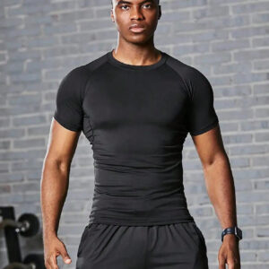 Tee-shirt de compression pour le sport de basket-ball, chemise de fitness à manches courtes pour hommes pour la course et l'entraînement