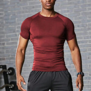 Tee-shirt de compression pour le sport de basket-ball, chemise de fitness à manches courtes pour hommes pour la course et l'entraînement