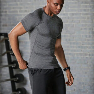 Tee-shirt de compression pour le sport de basket-ball, chemise de fitness à manches courtes pour hommes pour la course et l'entraînement