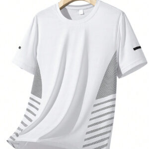 T-shirt de sport ample à séchage rapide, style boyfriend, avec encolure large en soie de glace pour homme, coupe ample