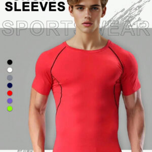 Top de compression style petit ami pour hommes pour le sport et la remise en forme, ajusté, respirant, col rond, manches courtes, couleur unie pour l'entraînement, la course à pied et la gym. Vêtements de base de style petit ami pour hommes, printemps, t-shirt de compression