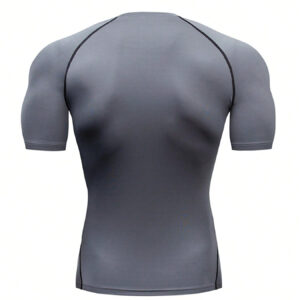 Top de compression style petit ami pour hommes pour le sport et la remise en forme, ajusté, respirant, col rond, manches courtes, couleur unie pour l'entraînement, la course à pied et la gym. Vêtements de base de style petit ami pour hommes, printemps, t-shirt de compression