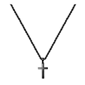 1 pièce Nouvelle mode Pendentif croix en acier inoxydable plaqué or 18K avec chaîne en corde tordue, convenable pour un bijou de port quotidien pour hommes et comme cadeau