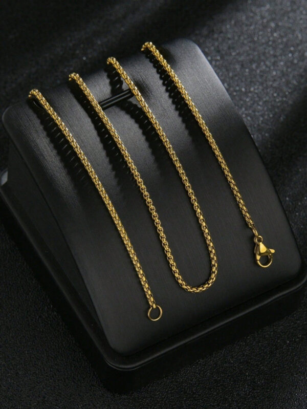 1 pièce collier simple et à la mode en acier inoxydable de 2 mm, accessoire DIY unisexe adapté pour toute occasion – Image 4