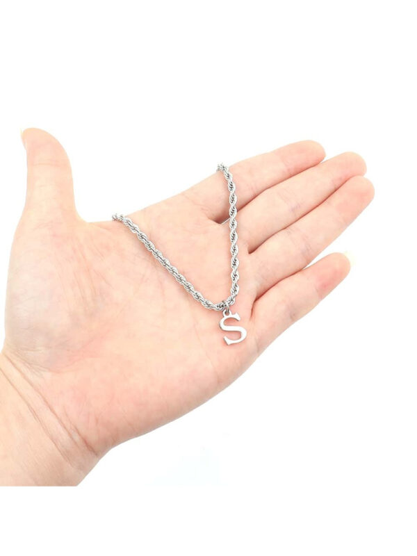 Chaud Mode En Acier Inoxydable 26 initial Collier Avec Pendentif Homme Classique Largeur 3MM Corde Collier À Chaîne Pour Homme – Image 2