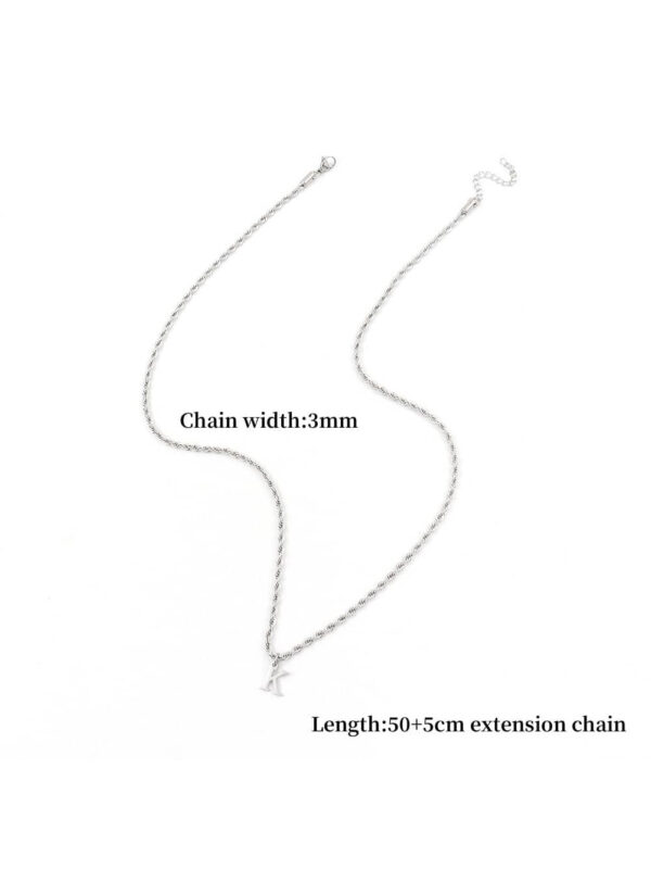 Chaud Mode En Acier Inoxydable 26 initial Collier Avec Pendentif Homme Classique Largeur 3MM Corde Collier À Chaîne Pour Homme – Image 4