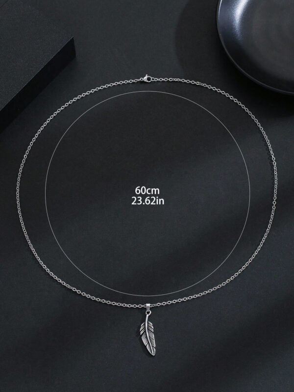 1 pièce Collier de style géométrique en acier inoxydable avec accessoire de charme pour homme, style punk vintage à plumes, mode hip hop de rue, cadeau de bijoux et look élégant – Image 5