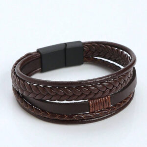 Bracelet Créatif En Corde Tissée Multicouche Pour Hommes, 1 Pièce, Avec Rétro À La Mode Et Design Multibrins