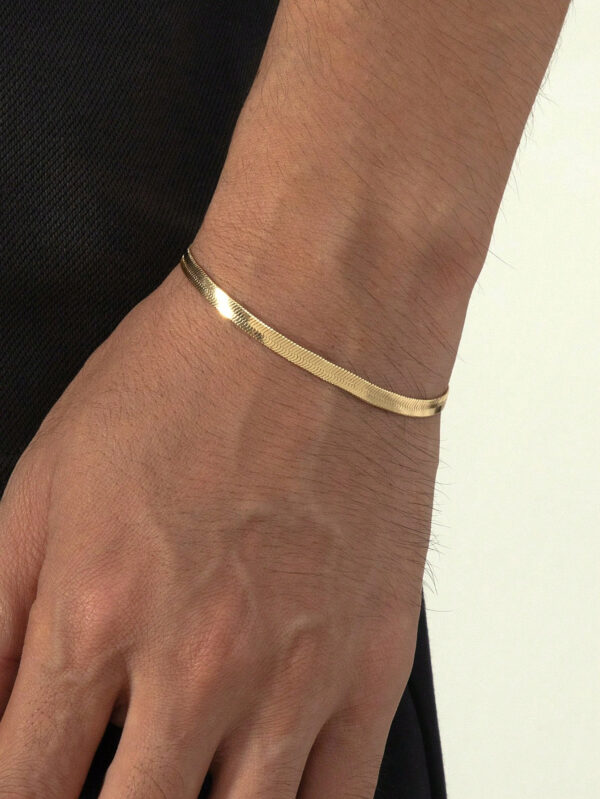 Bracelet Chaîne Minimaliste Métallique À La Mode Pour Hommes, Cadeau De Fête, 1 Pièce