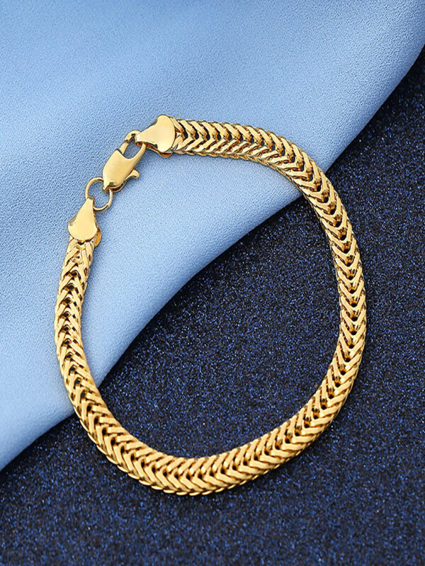1 pièce Bracelet Exquis Or Couleur En Alliage Chaîne Pour Homme De Côté Vulpin – Image 3