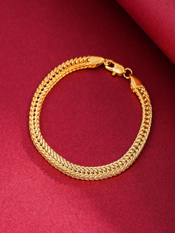 1 pièce Bracelet Exquis Or Couleur En Alliage Chaîne Pour Homme De Côté Vulpin – Image 4