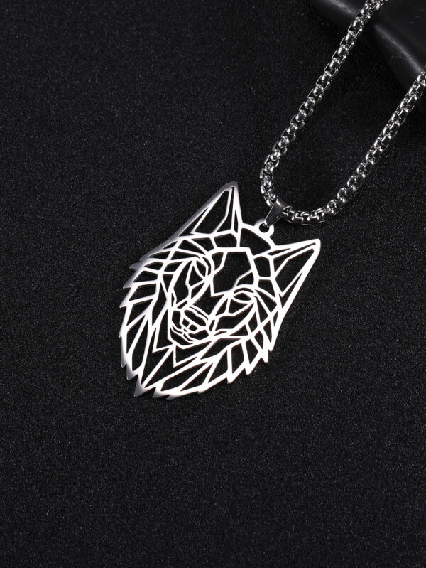 À La Mode Et Populaire 1 pièce Homme Loup Collier Avec Pendentif , En Acier Inoxydable Bijou Pour Bijou Cadeau Et Pour A Élégant Look – Image 2