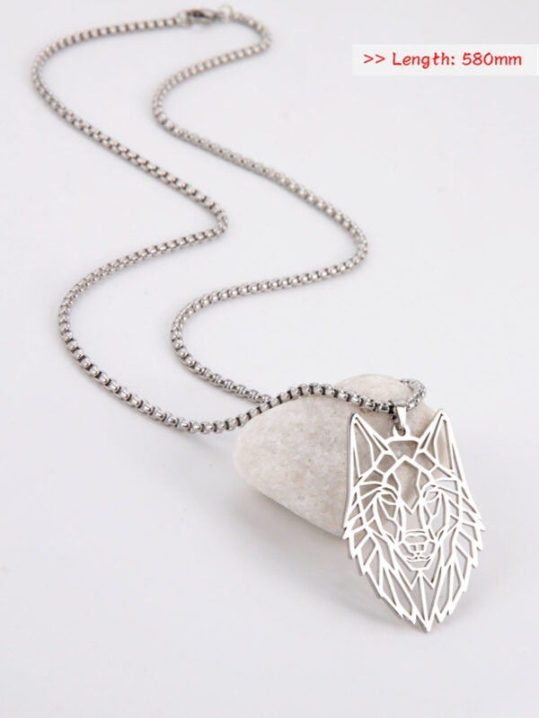 À La Mode Et Populaire 1 pièce Homme Loup Collier Avec Pendentif , En Acier Inoxydable Bijou Pour Bijou Cadeau Et Pour A Élégant Look – Image 3