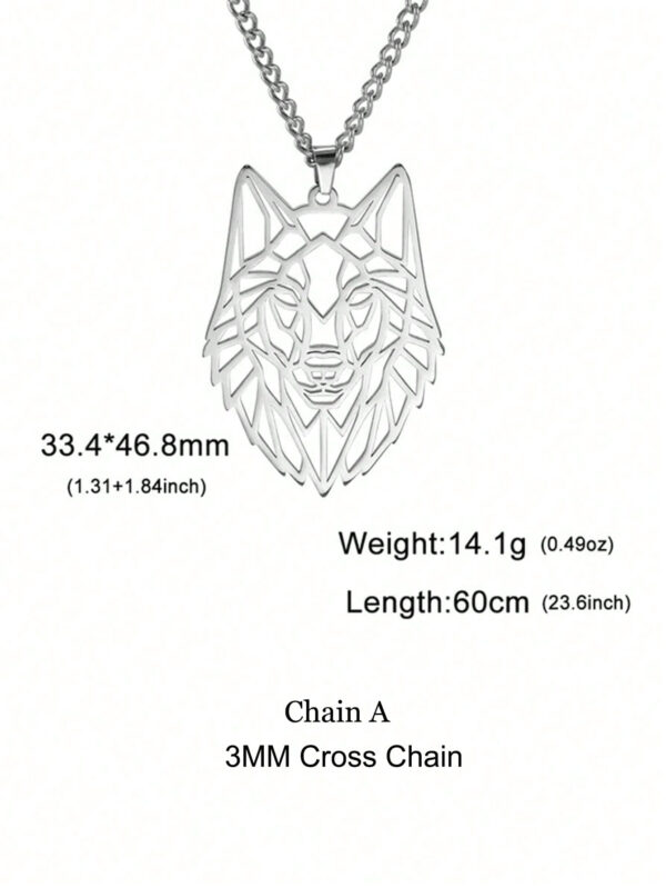 À La Mode Et Populaire 1 pièce Homme Loup Collier Avec Pendentif , En Acier Inoxydable Bijou Pour Bijou Cadeau Et Pour A Élégant Look – Image 4