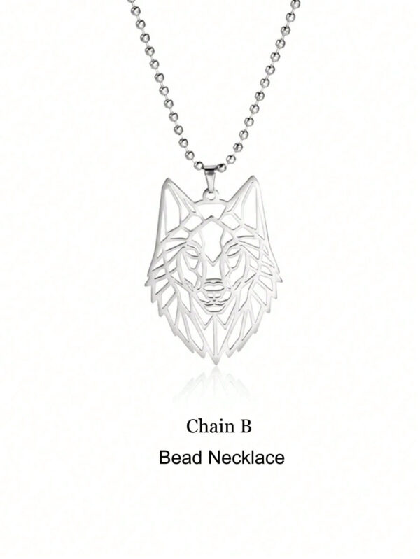 À La Mode Et Populaire 1 pièce Homme Loup Collier Avec Pendentif , En Acier Inoxydable Bijou Pour Bijou Cadeau Et Pour A Élégant Look – Image 5