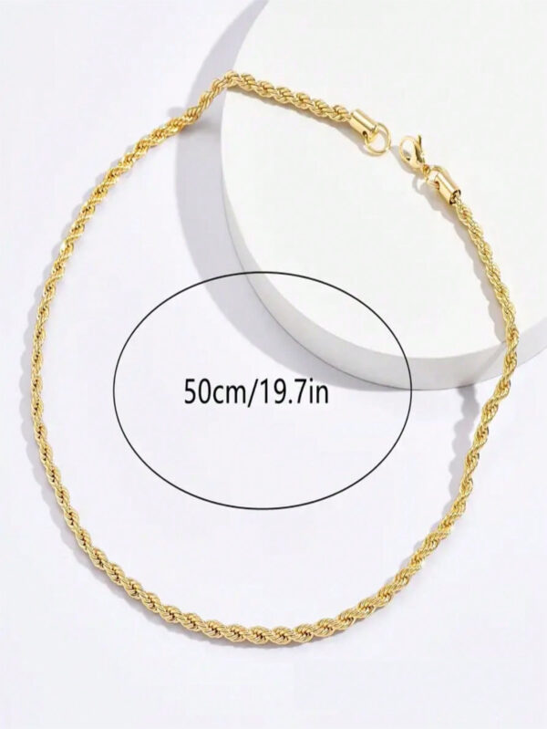 1 pièce Collier D'or Européen Et Américain Style À La Mode Torsadé Corde Lien En Acier Inoxydable Pour Homme – Image 4