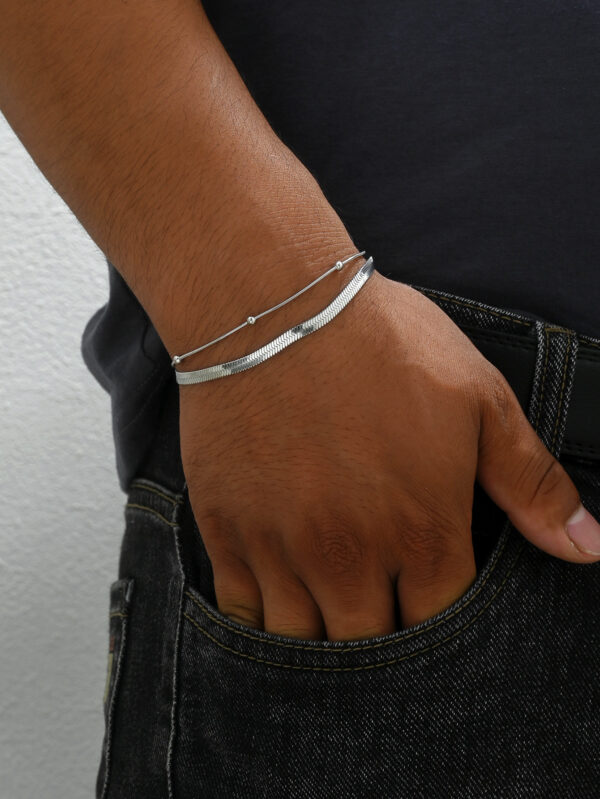 1 pièce En Acier Inoxydable Plat Serpent Bracelet À Chaîne Pour Homme , Cool Pour Homme Bijou