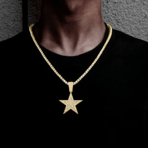 Pour femmes et hommes Collier en alliage avec charme d'étoile en strass magnifique dans le style punk rock hip hop, pour fête