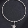 Pour femmes et hommes Collier en alliage avec charme d'étoile en strass magnifique dans le style punk rock hip hop, pour fête – Image 4