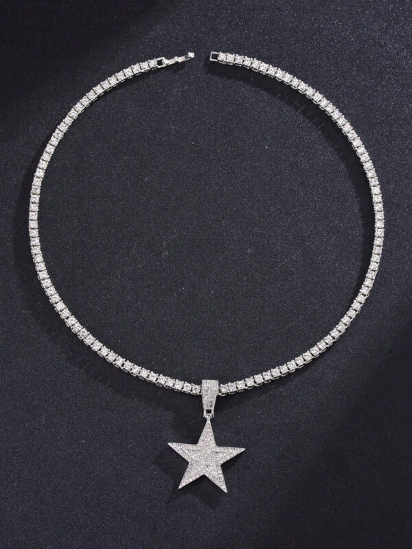 Pour femmes et hommes Collier en alliage avec charme d'étoile en strass magnifique dans le style punk rock hip hop, pour fête – Image 4