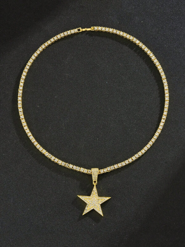 Pour femmes et hommes Collier en alliage avec charme d'étoile en strass magnifique dans le style punk rock hip hop, pour fête – Image 5