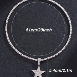 Pour femmes et hommes Collier en alliage avec charme d'étoile en strass magnifique dans le style punk rock hip hop, pour fête