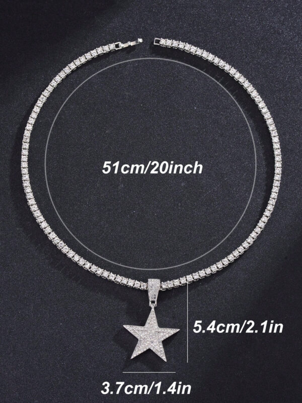 Pour femmes et hommes Collier en alliage avec charme d'étoile en strass magnifique dans le style punk rock hip hop, pour fête – Image 6