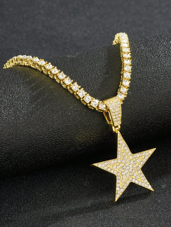 Pour femmes et hommes Collier en alliage avec charme d'étoile en strass magnifique dans le style punk rock hip hop, pour fête – Image 7